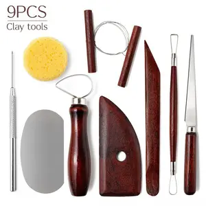 뜨거운 판매 9PCS 전문 도자기 플라스틱 점토 예술 조각 칼 도구 세트 모델링 조각 도구 키트