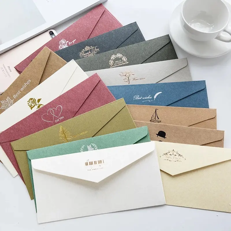 High quality custom foil logo printing white cardboard invitation envelope paper A5 black envelope