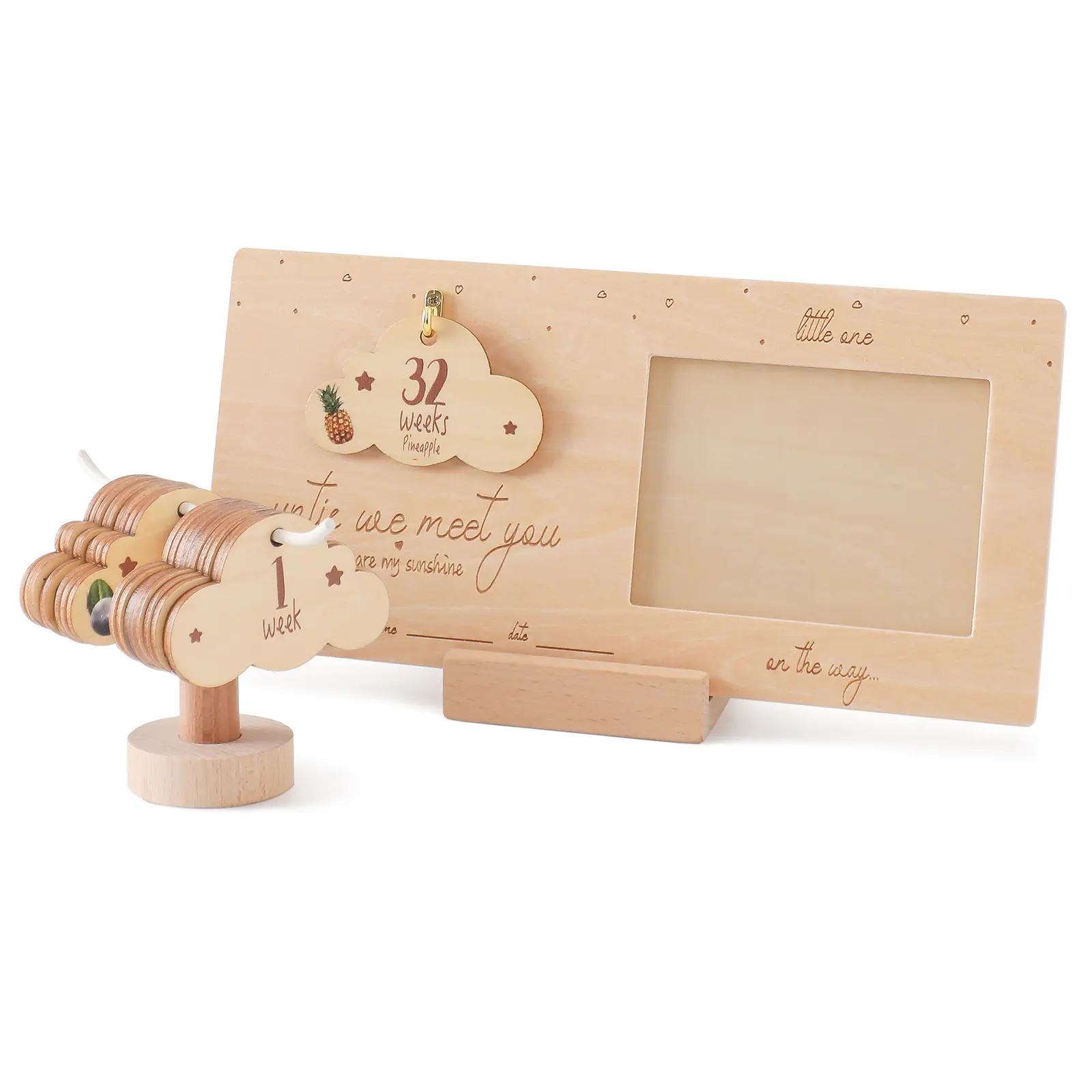 हॉट सेल गर्भावस्था यात्रा मील का पत्थर लकड़ी के साप्ताहिक विकास मील का पत्थर बेबी सोनोग्राम चित्र फ्रेम