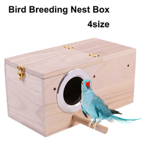Boîte de nidification en bois naturel pour bébés volailles Pinson Cage perroquet Boîte d'élevage d'oiseaux d'amour pour canari