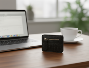 Portacarte con cerniera piccola con motivo intrecciato 5,5 x 8,5 cm in pelle PU dal design minimalista per carte - Product Image 2