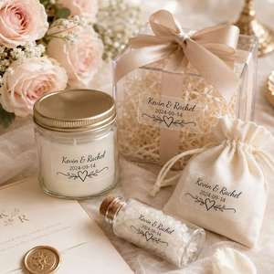 Personalized Clear Wedding Stickers Custom Favor Labels for Gifts, Names & Date Customization, Candle Jars, Cups, Favor Boxes - Product Image 3