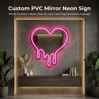 Enseigne néon personnalisée en PVC miroir LED en forme de cœur pour décoration murale de chambre, café, salon, ou fond de selfie