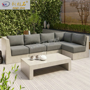 Nuevo Conjunto de Sofás de Jardín Magic Stone, Muebles de Exterior de Hormigón GRC, Diseño Moderno, Color Blanco - Product Image 1