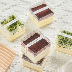 Boîte à dessert en plastique transparent carrée sur mesure en gros, pour tiramisu, emballage de pâtisserie, boîte à dessert en plastique transparent avec couvercle - Product Image 6