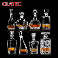 Bouteilles de whisky et de vodka en verre cristal OLATEC, design artistique moderne, verre taillé classique, contenants à spiritueux