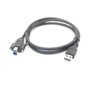 USB-B male/ A-Male with Screws Panel Mount Fixed Cord Line USB 3.0 A Male to type B Printer Cable for Printing Scanner HDD