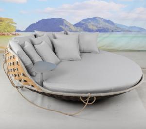 سرير دائري أرجوحة من الخيزران الخوصي يوضع في الهواء الطلق سرير نهاري معلق - Product Image 5