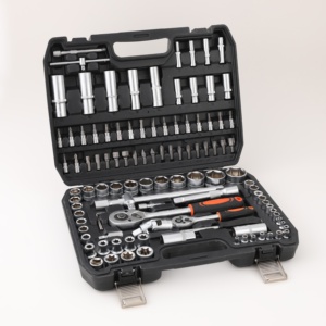 Set di <span class=keywords><strong>Chiavi</strong></span> <span class=keywords><strong>a</strong></span> <span class=keywords><strong>Bussola</strong></span> con Cricchetto da <span class=keywords><strong>1</strong></span>/2 <span class=keywords><strong>Pollice</strong></span>, 108 Pezzi OEM di Precisione Avanzata in Acciaio per Riparazione Auto e Biciclette, <span class=keywords><strong>1</strong></span> Set in Valigetta Rigida Metrica - Product Image 3