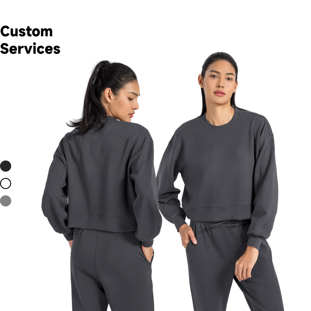 Women's Athletic Neck Casual Yoga Sweatshirt Quick-Drying Lightweight Air-Layer Draped Sports Style Front Model DAW015