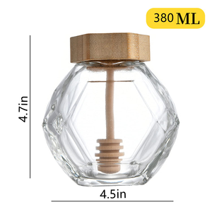 STELLAR PATH Nouvelle bouteille à miel cylindrique transparente en verre borosilicate de 380 ml avec couvercle en bambou et col en métal pour un stockage hermétique - Product Image 3