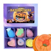 Lot de 6 bombes de bain effervescentes à thème Halloween, contrôle du sébum, coffret cadeau d'Halloween, vente en gros OEM transfrontalière, best-seller