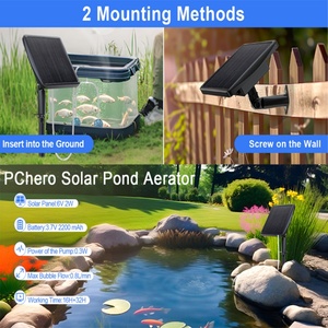 Aérateur solaire portable pour bassin, oxygénateur solaire rechargeable, faible bruit, pompe à air à grand débit pour la pêche, l'aquarium, les petits aquariums - Product Image 4