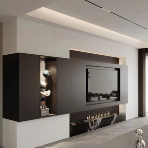 Armadietto da parete in stile semplice moderno <span class=keywords><strong>per</strong></span> TV personalizzabile da soggiorno con pannello in legno a LED incorporato - Product Image 1