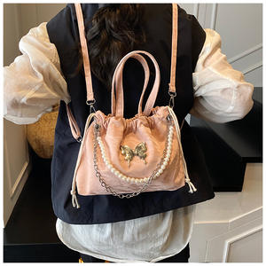 Senior femmes sac à bandoulière 2025 nouvelle mode perle sac à main argent papillon chaîne bandoulière seau sac - Product Image 6