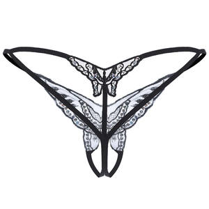 <span class=keywords><strong>Perizoma</strong></span> Sexy da Donna a Cavallo Aperto con Ricamo di Paillettes, Tanga Trasparente Sexy in Tinta Abbinata - Product Image 6