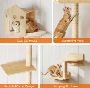 Muebles Modernos de Madera para <span class=keywords><strong>Gatos</strong></span>, Estantes para <span class=keywords><strong>Gatos</strong></span> Montados en la Pared con Escalones, Embalaje en Cartón - Product Image 4