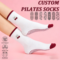 Chaussettes de yoga antidérapantes en coton pour femmes avec logo, chaussettes de sport de luxe pour la danse classique et le Pilates, chaussettes de ballerine personnalisées
