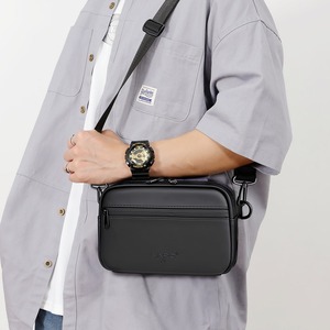 Sac bandoulière homme en cuir PU vintage, léger, avec fermeture éclair et logo embossé, idéal pour toutes les saisons et usage quotidien – Grande Vente - Product Image 4