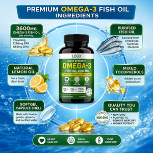 Capsules de oméga 3 en gélules, acides gras polyinsaturés, compléments nutritionnels riches en huile de poisson, EPA DHA, améliore l'immunité, sans OGM - Product Image 2