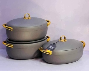 Ensemble de chauffe-plats ovales pour la maison, 3 pièces (2L, <span class=keywords><strong>2</strong></span>.5L, 3L), en acier inoxydable, isotherme, pour la vente en gros au Nigeria - Product Image 1
