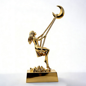 Scultura Gigante Personalizzata di Ragazza Lunare Illuminata in Vetroresina, 10 Piedi di Altezza - Product Image 1