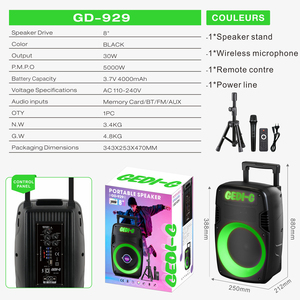 Altavoz GD-929 GD-1219, el Favorito en Europa, Altavoz Profesional de 12 Pulgadas, Amplificador Activo Inalámbrico, Sistema de Sonido <span class=keywords><strong>PA</strong></span> para Fiestas - Product Image 4