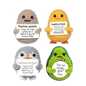 Cute Crochet Animals <b>Mini</b> Potato Penguins Woll Doll with Positive Card Funny Emotional Christmas Birthday Gifts Desk Decor - Product Image 3