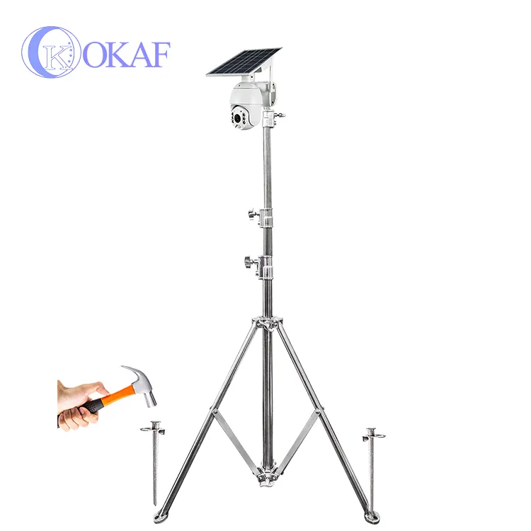 3m-7m stable easy carrying steel professional solar camera tripod with 20KG payload