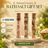 Garam Mandi Himalaya Alami Brinelume dalam Tabung Kaca Gabus, Campuran Bunga Kering Mawar, Minyak Esensial, Hadiah Spa untuk Kaki