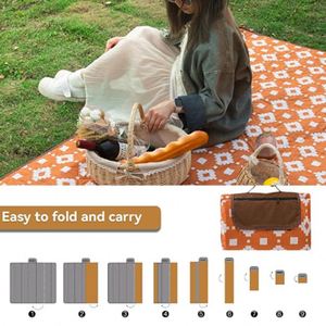 Roll up Mat Quilted Outdoor <b>Blanket</b> With Zipper Pocket and Carry Handle for <b>Picnic</b> Camping Travel - Product Image 3