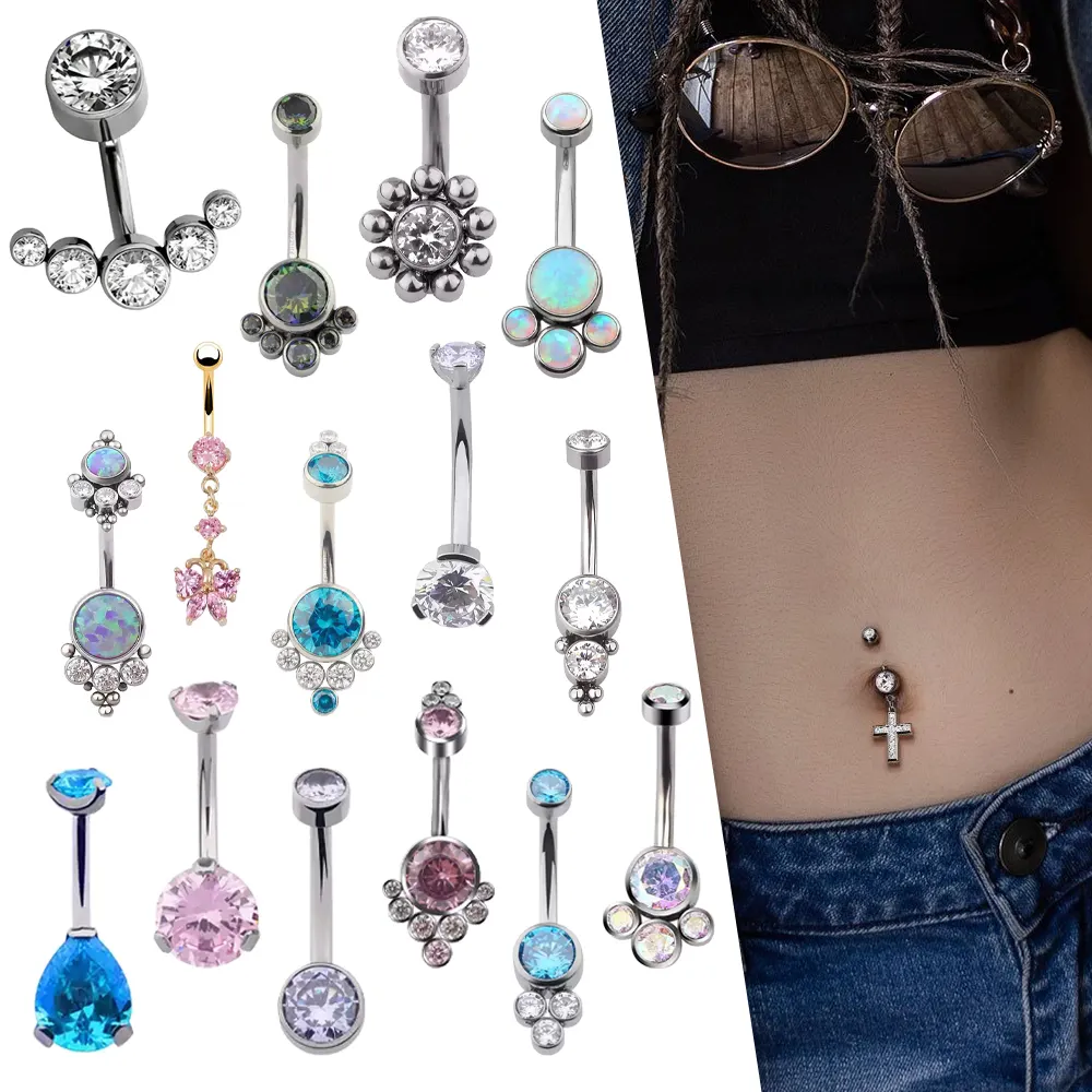 F136 ASTM G23 Titanium Belly Button Ring Piercing Jewelry Body Titan Medical Grade F136 Navel Jewellery