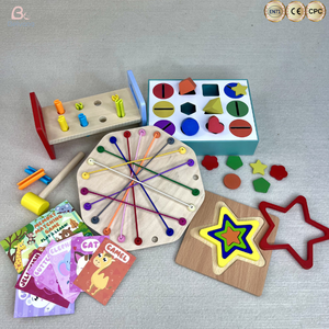 Set Regalo Educativo Montessori 5 in 1: Scatola di Classificazione delle Forme, Giocattolo in Legno con Corda, <span class=keywords><strong>Puzzle</strong></span> Geometrico per Bambini 2-3 Anni - Product Image 6