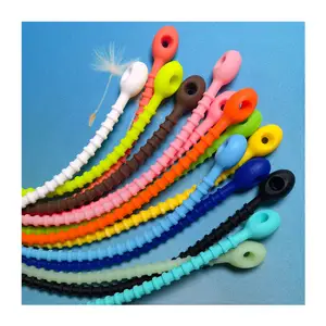 100Pc Assorted Colors Silicone Cable Ties Smart Ties Cord Wrap Organizer Rubber Twist Ties Earphone Headset Headphone Cable Wire