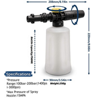 Pistolet de lavage haute pression pour voiture, pulvérisateur de mousse flocon de neige 750 ml, réglable, compatible avec les séries Kaichi K