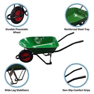 Carretilla de Jardín WB7400R de Acero Resistente con Bandeja de 160 kg y Capacidad de 5CBF, Rueda Neumática 4.00-8 - Product Image 5