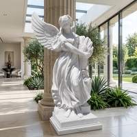 Statue d'ange déesse de la récolte en marbre blanc de qualité supérieure, taille réelle, style occidental, sculpture d'ange ailé sculptée pour parc, hôtel, église
