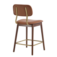 Ensemble de 2 tabourets de bar réglables en bois, modernes, avec revêtement en similicuir, pour cuisine, salle à manger, hôtel et chambre.