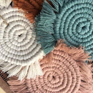 Handmade Cotton Knitted <b>Round</b> Place Mats Bohemian Style Solid Color Tassel Decor Home Use - Product Image 1