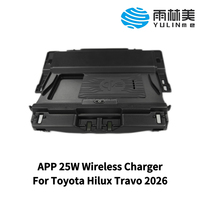 YULINME Chargeur de voiture sans fil intelligent à bobine mobile, boîte de rangement centrale, charge rapide, compatible avec Toyota Hilux Travo Overland 2026