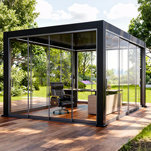 Pérgola Moderna <span class=keywords><strong>de</strong></span> Aluminio para Exteriores <span class=keywords><strong>con</strong></span> Puerta Corredera <span class=keywords><strong>de</strong></span> Vidrio sin Marco para Balcón o Terraza, Resistente a la Intemperie y <span class=keywords><strong>con</strong></span> Protección UV - Product Image 1