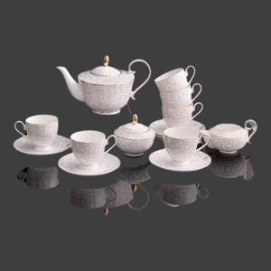 Juego de Café de Cerámica Blanco y Morado Estilo Occidental en Oferta, Vajilla Económica para el Hogar, para la Hora del Té y la Cena, Ideal para Bodas - Product Image 1