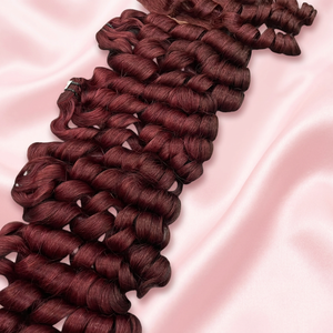 Extensiones de Cabello Humano Vietnamita 100% Natural, Color Rojo Vino, en Espiral, Listas para Enviar, con Costuras Seguras, Sin Caída, con Gran Volumen - Product Image 1