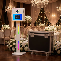 Machine de photomaton de luxe ultra-compacte avec anneau lumineux LED RGB, kiosque professionnel pour selfies avec flight case robuste pour événements de mariage