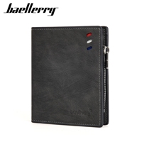 Dompet Pria Baellerry Kulit PU Mewah Vintage dengan Resleting, Kantong Koin, Tempat Kartu Identitas & Kartu Kredit