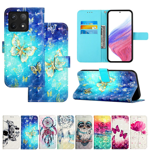 Beautiful Pattern Flip PU Leather Stand Cover for Xiaomi 14T/14T Pro 3D Cartoon Wallet Leather Case for Redmi 14C