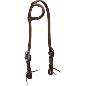 บังเหียนม้าแบบตะวันตก Weaver Equine Leather Sliding Ear Headstall สีน้ำตาลขัดเงา พร้อมฮาร์ดแวร์เหล็ก - Product Image 1