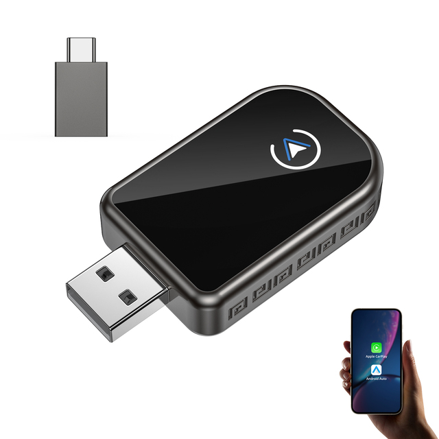 Wireless Carplay Car Adapter Dongle Plug Play 2 in 1 USB Wireless CarPlay & Android Auto Adapter for iPhone