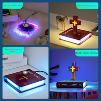Lámpara de Noche con Cruz Flotante y Base de Galaxia, Lámpara de Mesa LED con Cruz Levitante, Adorno Cristiano para Regalos de Inauguración de Casa y Regalos Religiosos