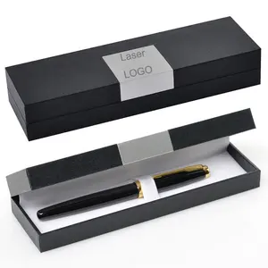 金属铝片可激光标志豪华礼品笔盒黑色矩形商务笔礼品包装盒